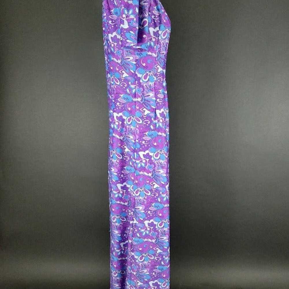 60s/70s Purple Psychedelic Flower Power Maxi Dress - image 6