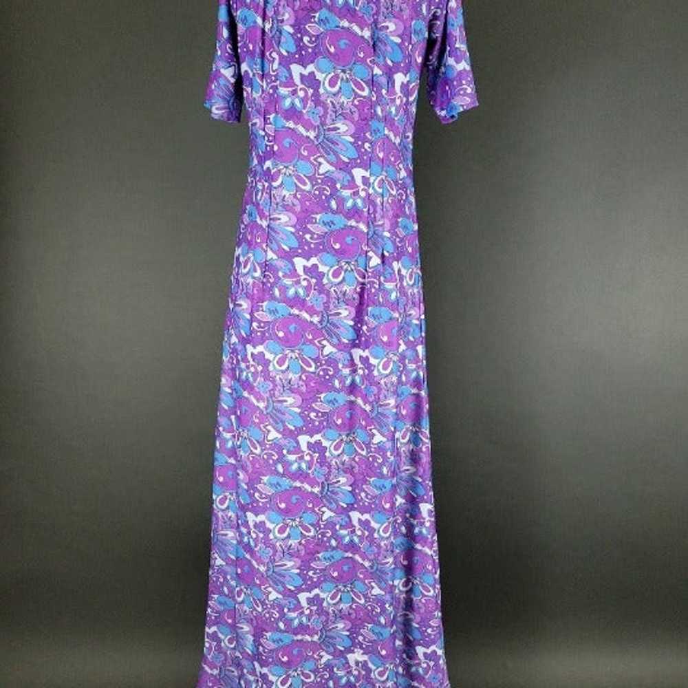 60s/70s Purple Psychedelic Flower Power Maxi Dress - image 9