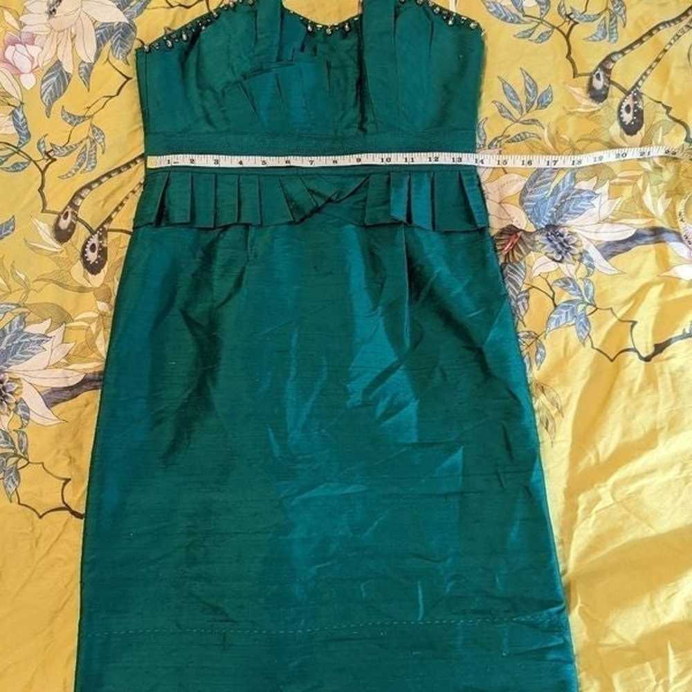 Phoebe couture emerald green dupioni silk straple… - image 8