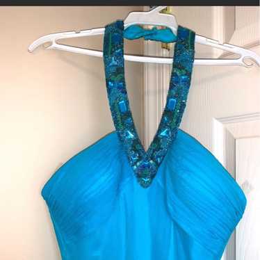 Cerulean blue evening gown
