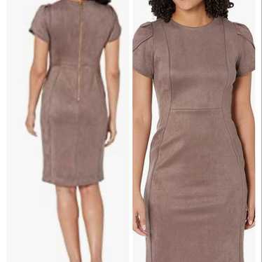 Calvin Klein Suede-Sheath Brown Dress