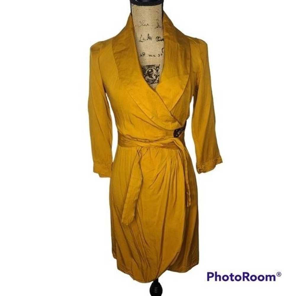 Scotch & Soda Mustard Yellow Wrap Belted Dress Sm… - image 1