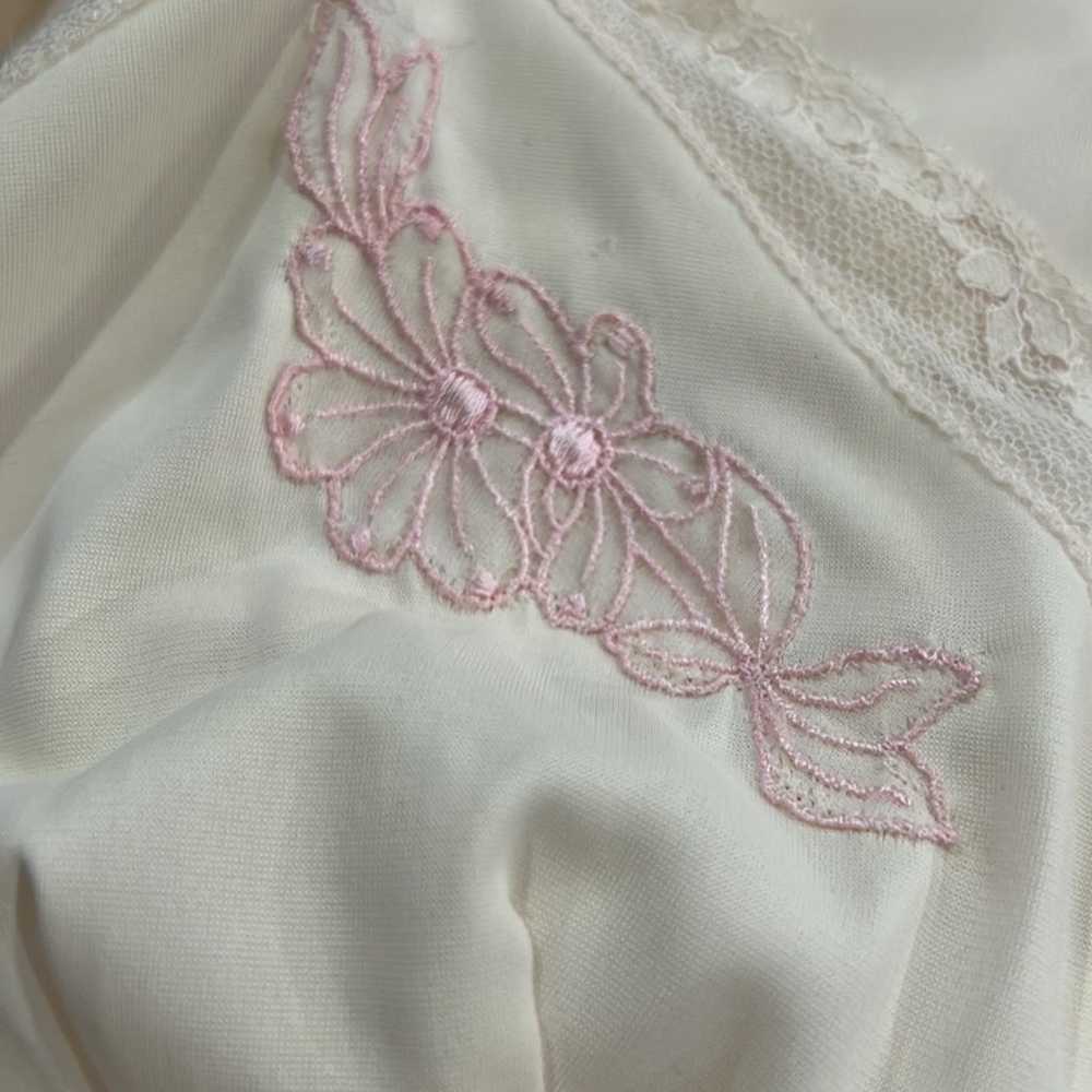 Kayser true vintage off white slip dress w/embroi… - image 5