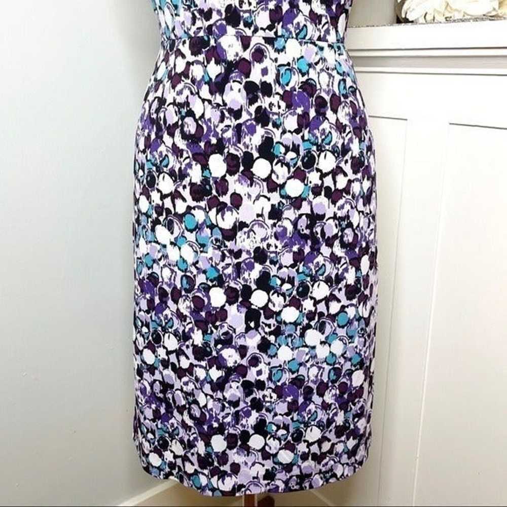 Tahari Purple Print Tie Back Shift Dress Career 10 - image 4