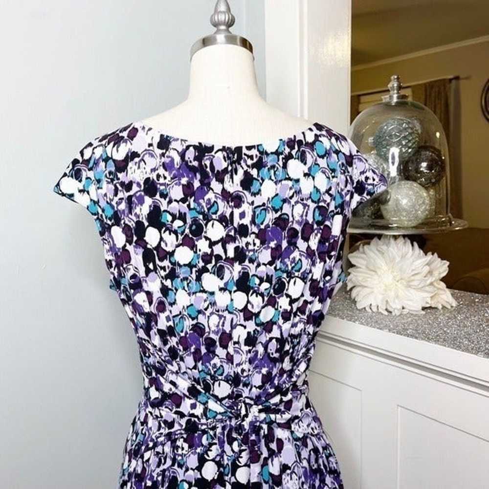 Tahari Purple Print Tie Back Shift Dress Career 10 - image 6