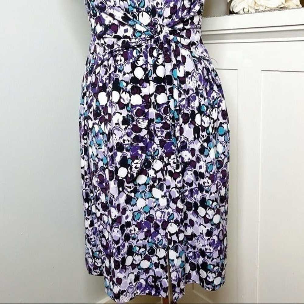 Tahari Purple Print Tie Back Shift Dress Career 10 - image 7