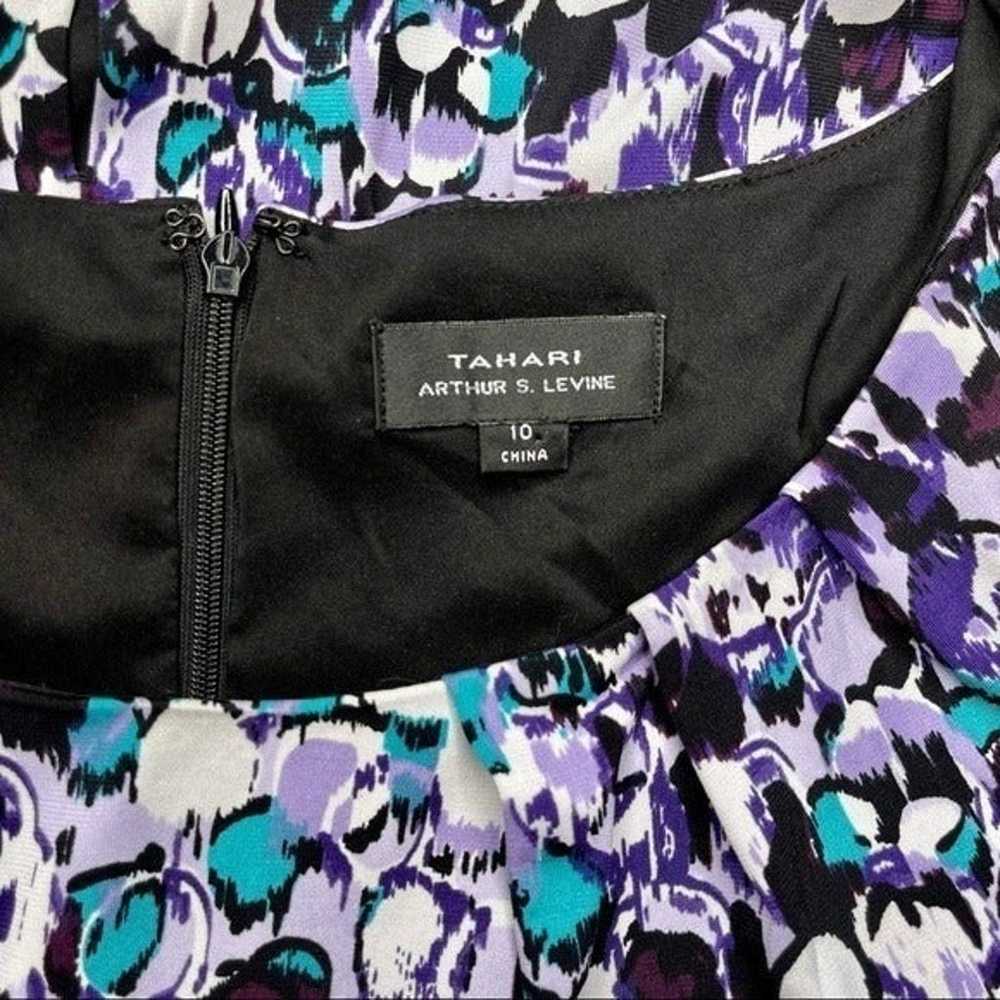 Tahari Purple Print Tie Back Shift Dress Career 10 - image 8