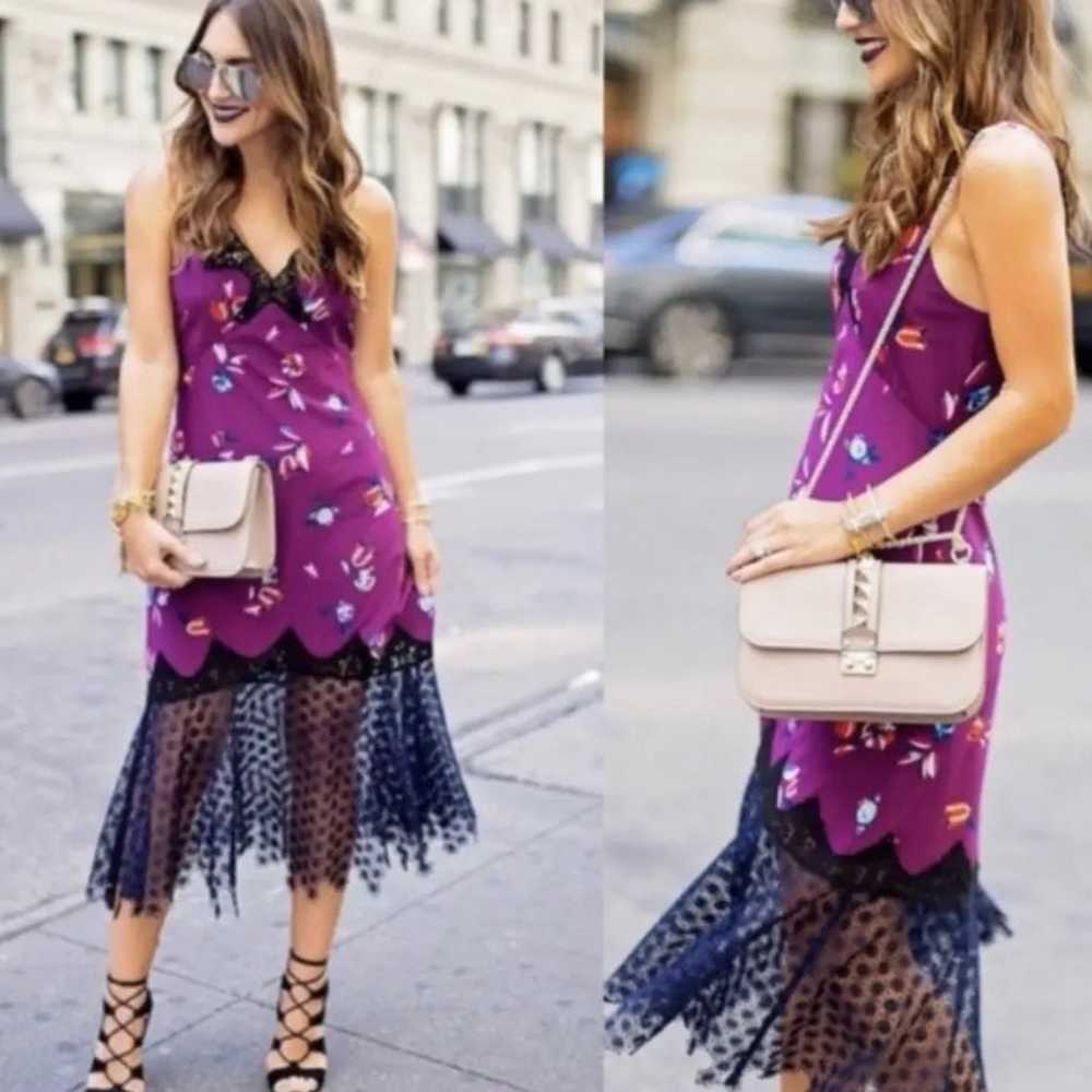 NEW! REBECCA TAYLOR Purple Floral Lace Slip Dress - image 1