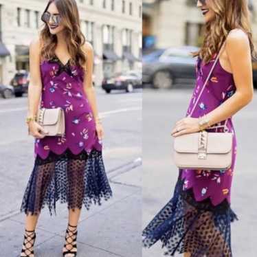 NEW! REBECCA TAYLOR Purple Floral Lace Slip Dress - image 1