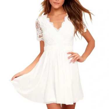 Lulu's Angel in Disguise White Lace Skater Dress - image 1