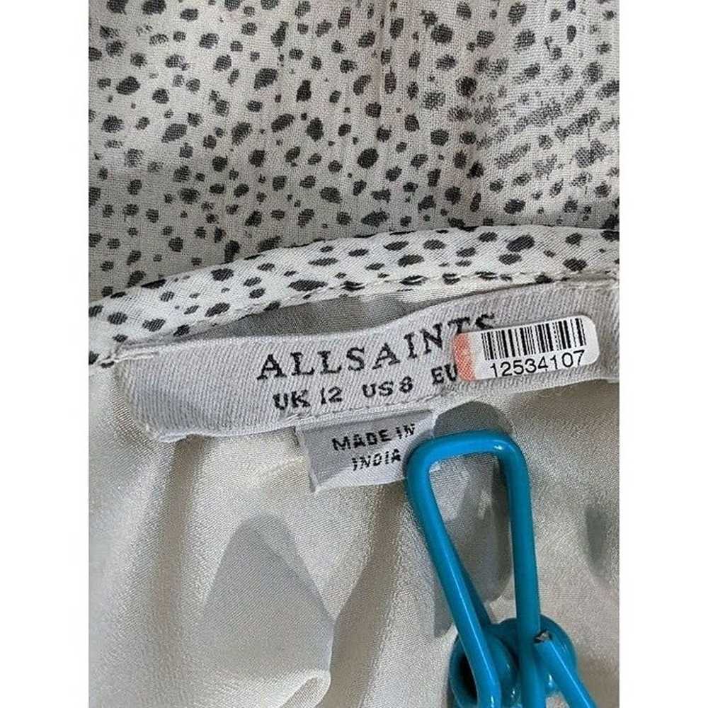 AllSaints Size 8 Dayla Wrap Dress Black White Ruf… - image 10