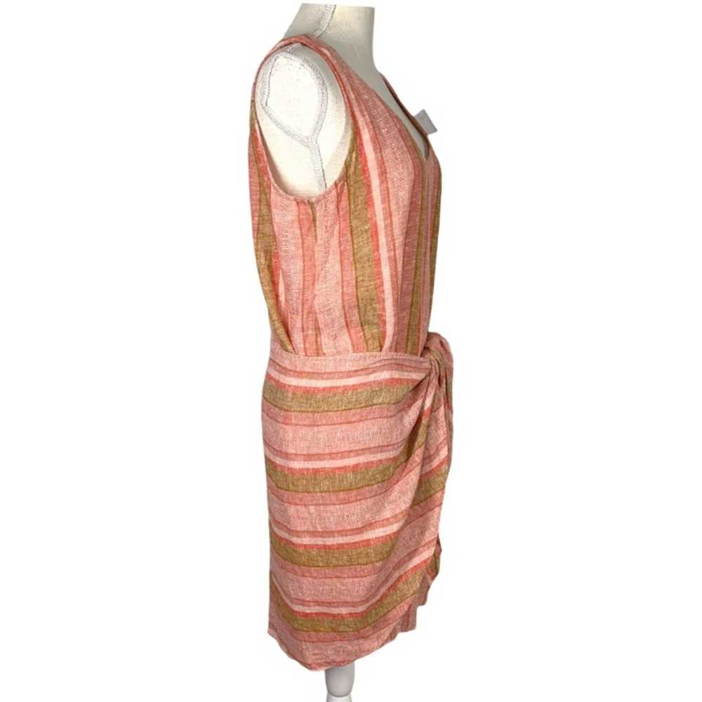 Drew Linen Blend Sleeveless Wrap Waist Tie Stripe… - image 2