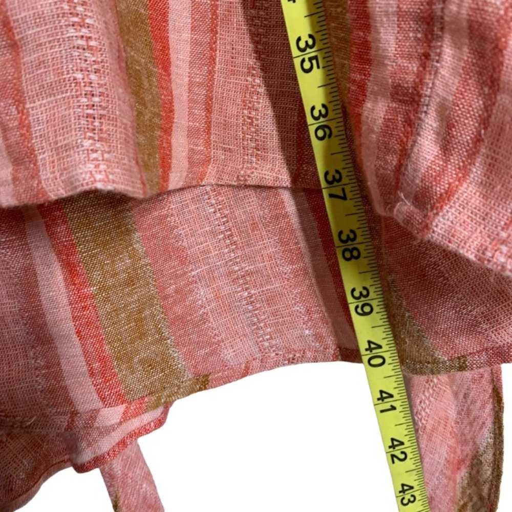 Drew Linen Blend Sleeveless Wrap Waist Tie Stripe… - image 6