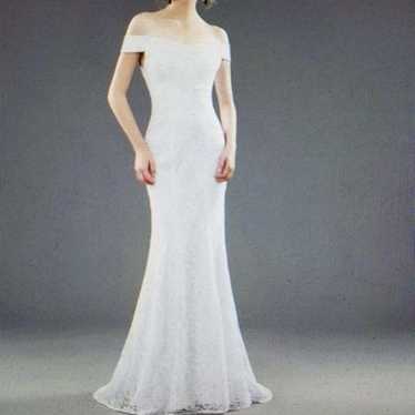 Size 12; Ivory Simple Lace Mermaid Wedding - image 1