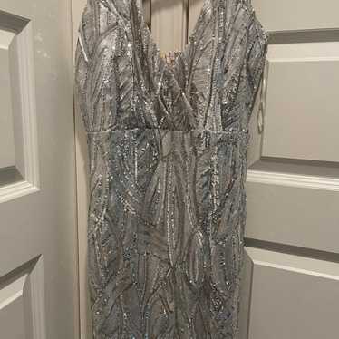 Silver sequence prom dress