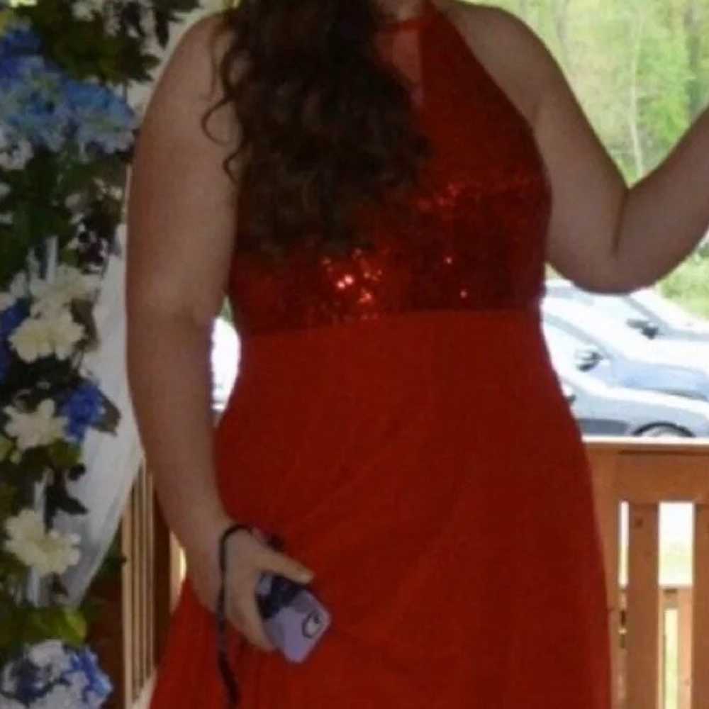 Size 14 Custom Made Red Prom Dress - image 2