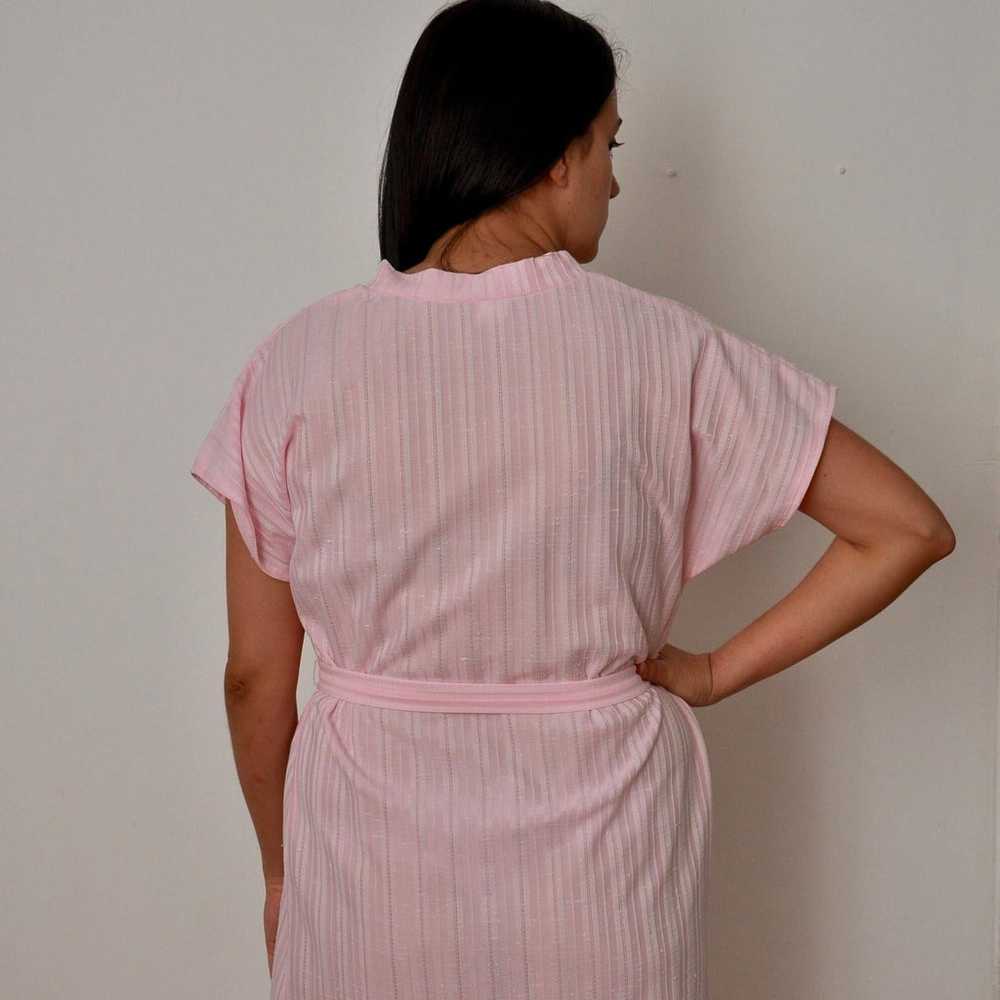 Vintage Pink Striped Dress, 1970s Light Pink Dres… - image 4