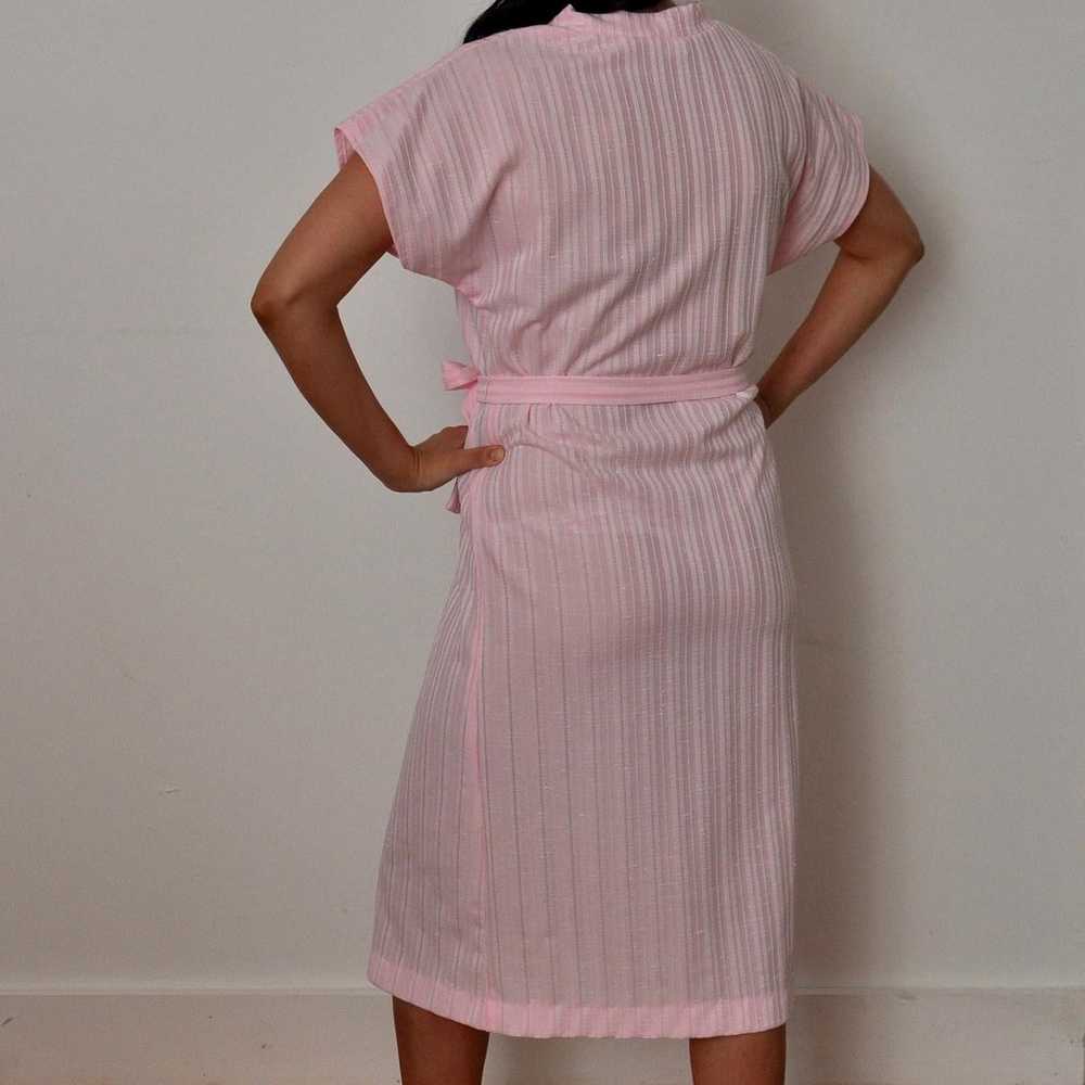 Vintage Pink Striped Dress, 1970s Light Pink Dres… - image 5