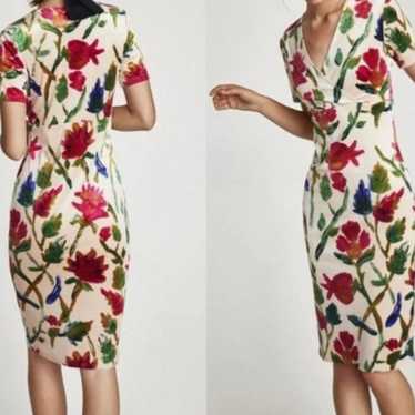 ZARA Accessories Floral Print Wide Sleeve Velvet Bodysuit Blogger