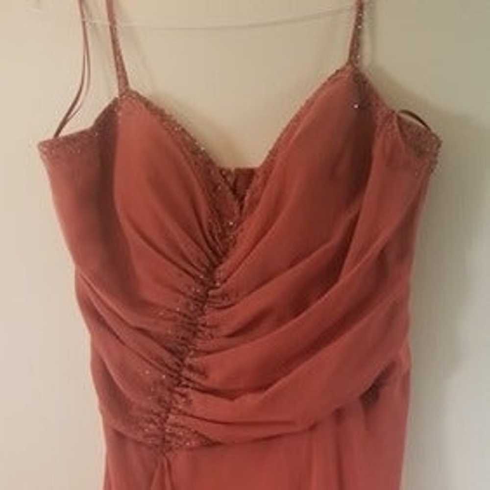 Burnt Oange Frill Occasion Gown - image 4