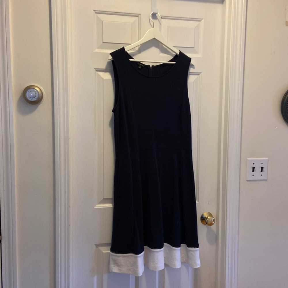 Talbots navy blue and white dress - image 1