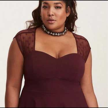 Torrid Size 22 Burgundy Polka Dot Dress