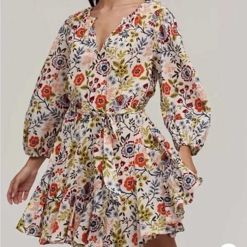 Velvet Keelin Floral Belted Mini Dress Size XS 10… - image 1