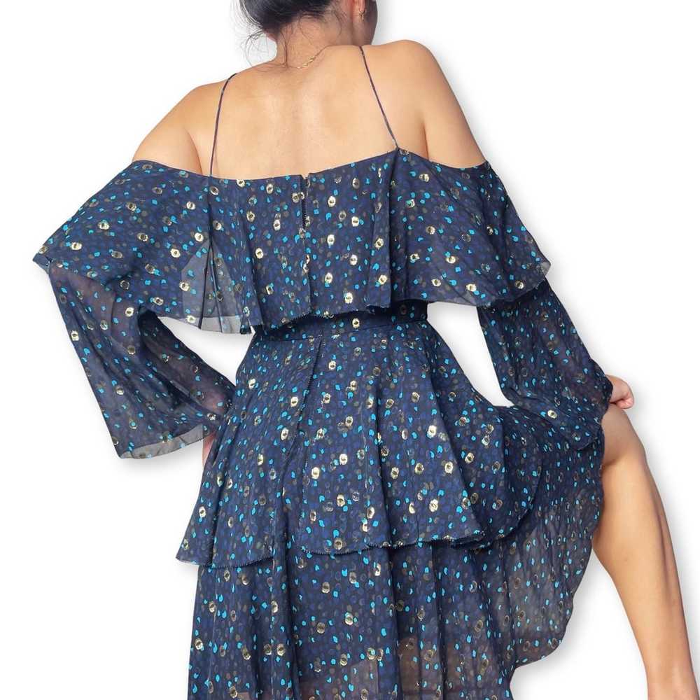 Cynthia Rowley Silk Ruffle Dress in Turquoise Siz… - image 3