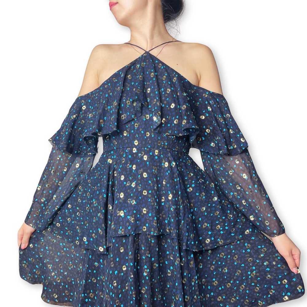 Cynthia Rowley Silk Ruffle Dress in Turquoise Siz… - image 9