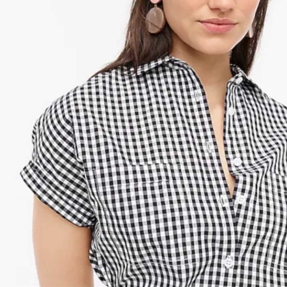J. Crew Gingham Relaxed Fit Poplin Shirt Dress si… - image 2