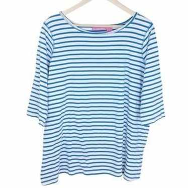Woman Within Blue White Striped T-shirt 1X