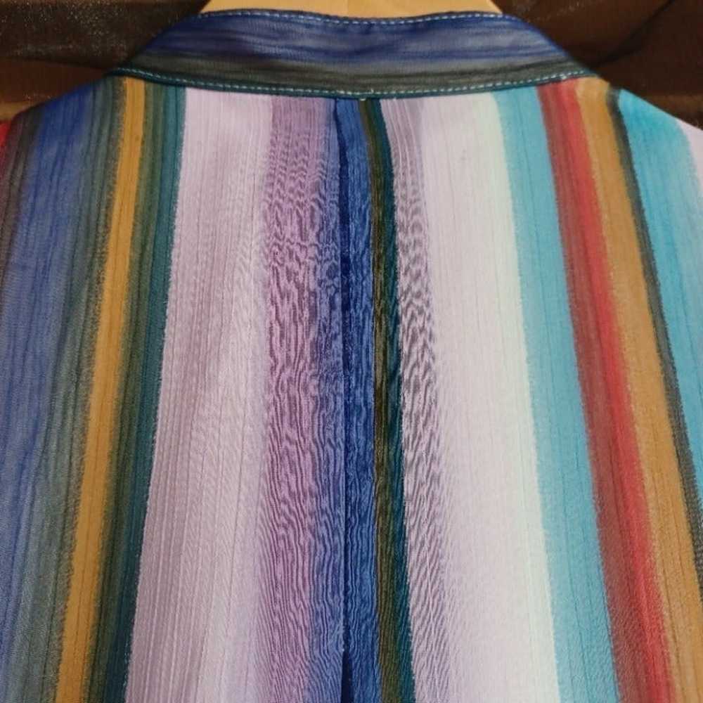 BCBGMaxAzria Multi-Color Stripe Ruffle Sheer Flow… - image 4