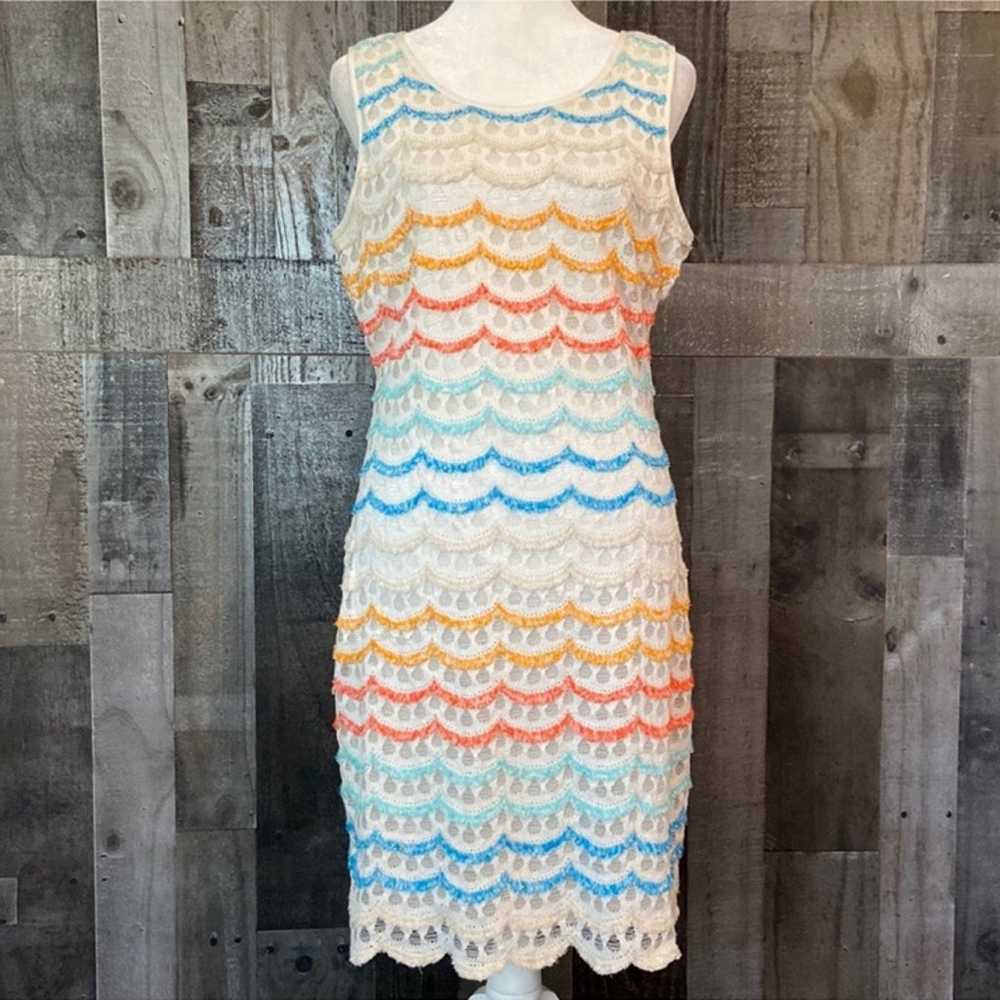 Antonio Melani rainbow lace midi dress small Merm… - image 12