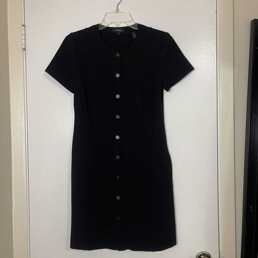 THEORY black button front short sleeve sheath dre… - image 1