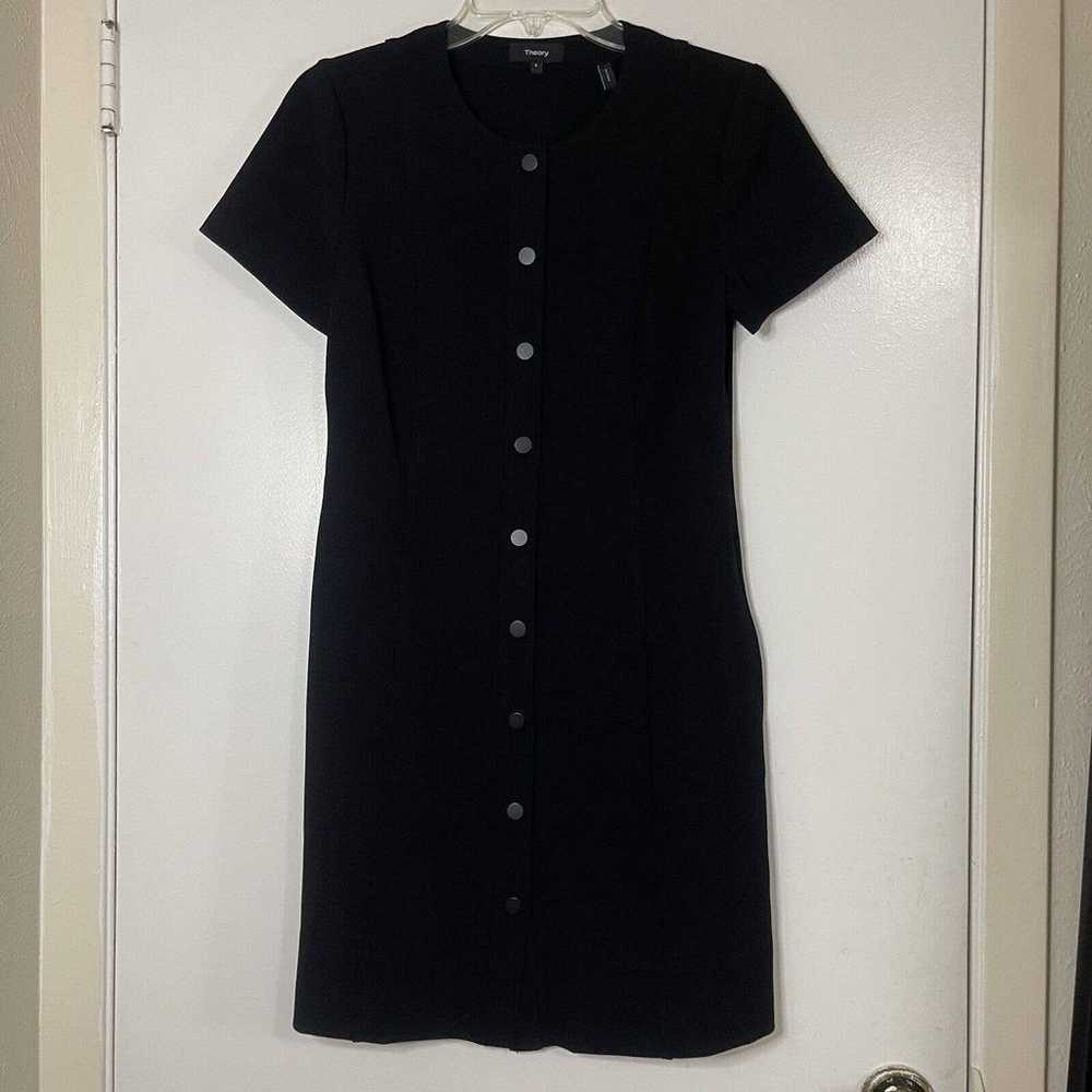 THEORY black button front short sleeve sheath dre… - image 2