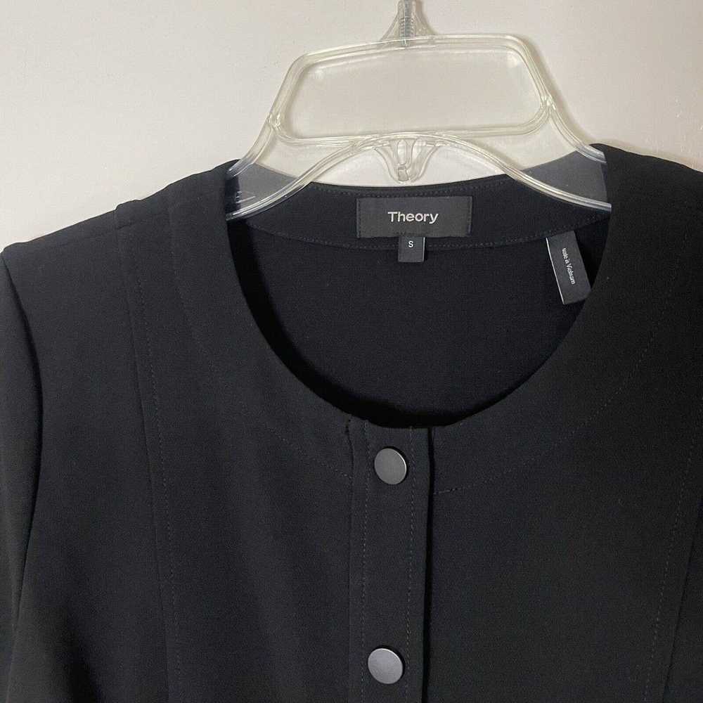 THEORY black button front short sleeve sheath dre… - image 3