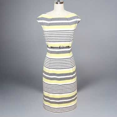 Calvin Klein Yellow & Gray Striped Sheath Dress 10 - image 1