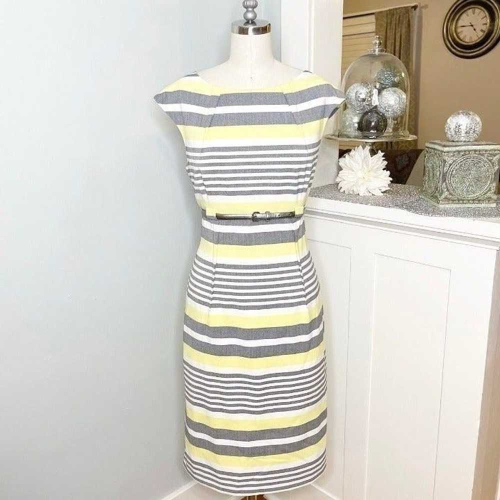 Calvin Klein Yellow & Gray Striped Sheath Dress 10 - image 2