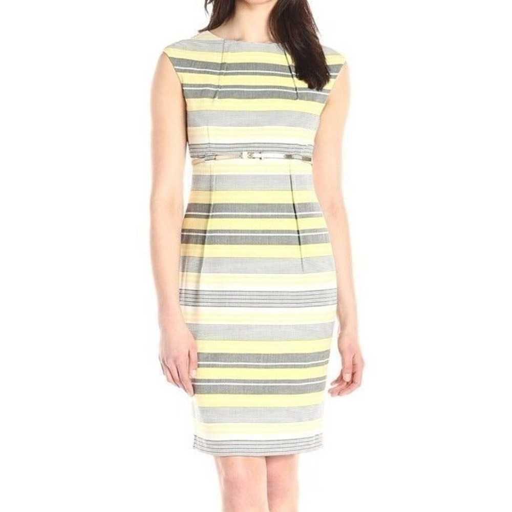 Calvin Klein Yellow & Gray Striped Sheath Dress 10 - image 3