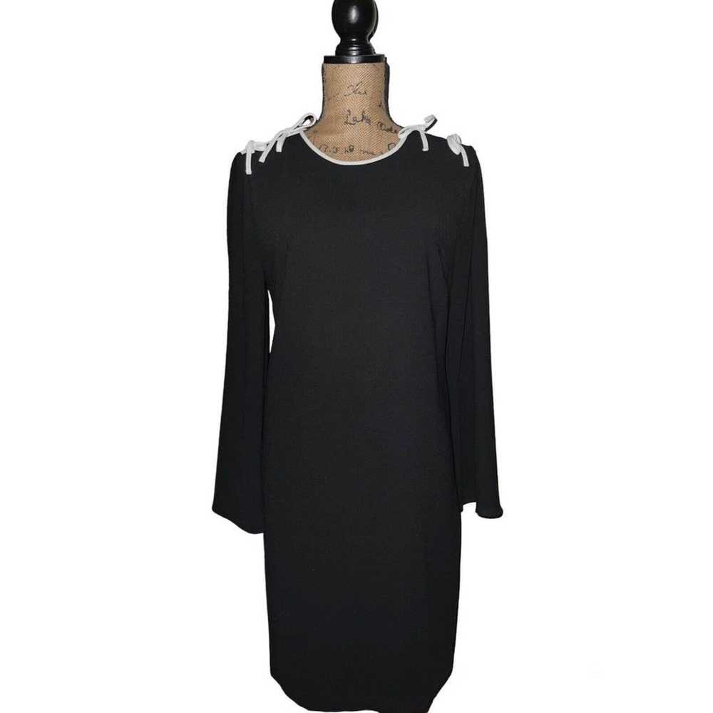 CECE BLACK W WHITE TRIM LINED SHIFT DRESS SIZE 8 - image 1