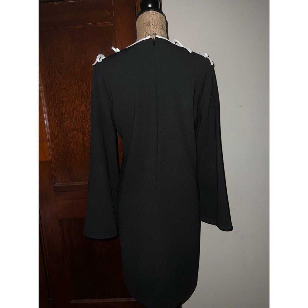 CECE BLACK W WHITE TRIM LINED SHIFT DRESS SIZE 8 - image 4
