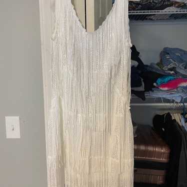 White sequin fringe dress