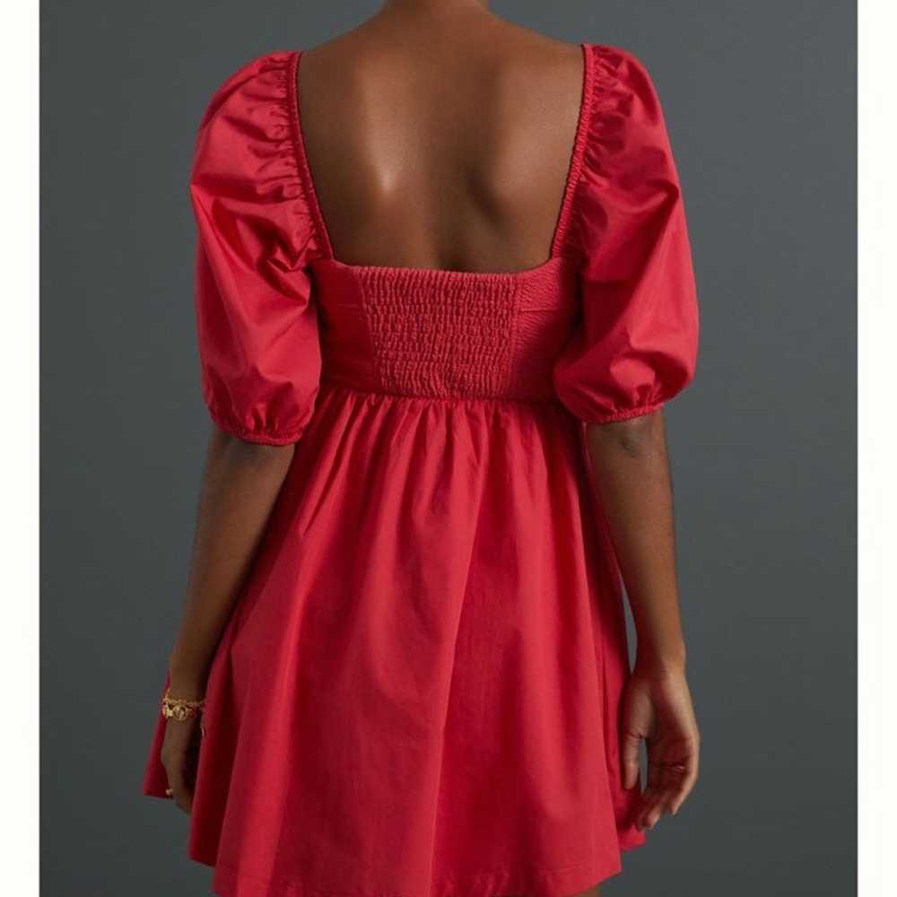 Anthropologie Maeve Puff Sleeve Sweetheart Red Pi… - image 3