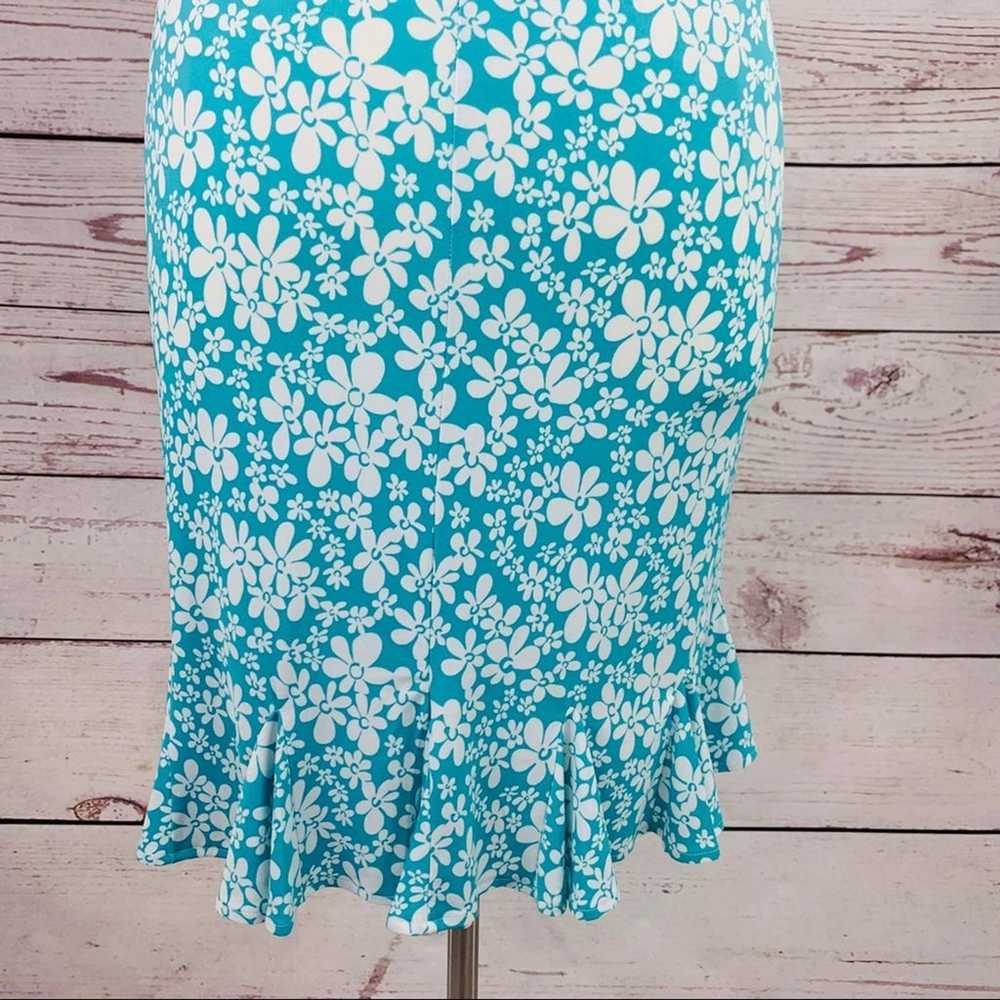 London Style turquoise white floral ruffle hem - image 11