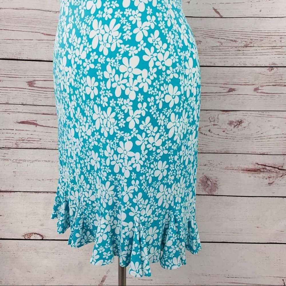 London Style turquoise white floral ruffle hem - image 7