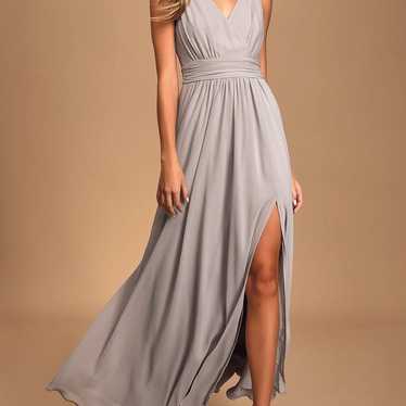 Thoughts of Hue Light Grey Surplice Maxi Dress - image 1