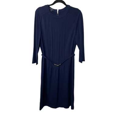 Talbots Womens Dress Size Small Long Sleeve Wrap Shift Print Green Navy Blue