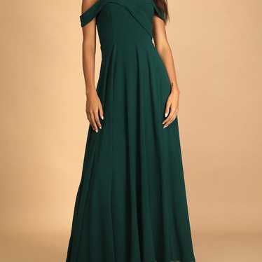 Song of Love Hunter Green Off-the-Shoulder Maxi Dress