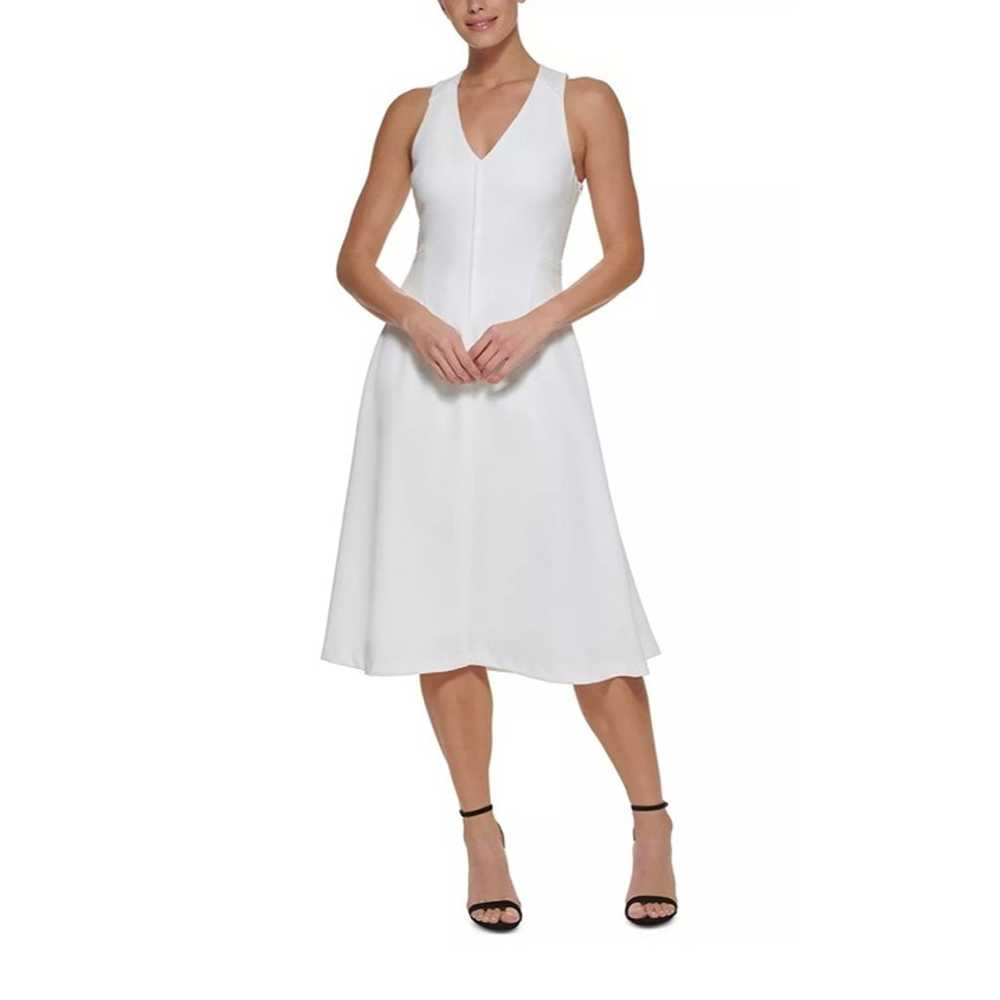 DKNY Cross Back Midi Dress Ivory Size 16 - image 1