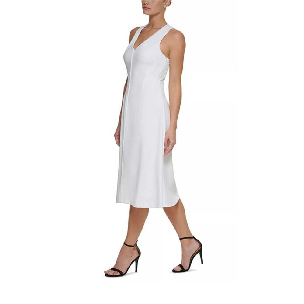 DKNY Cross Back Midi Dress Ivory Size 16 - image 2